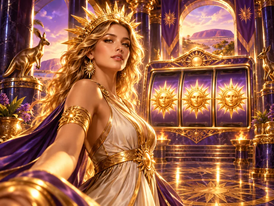 Sun princess beside glowing royal pokies reels